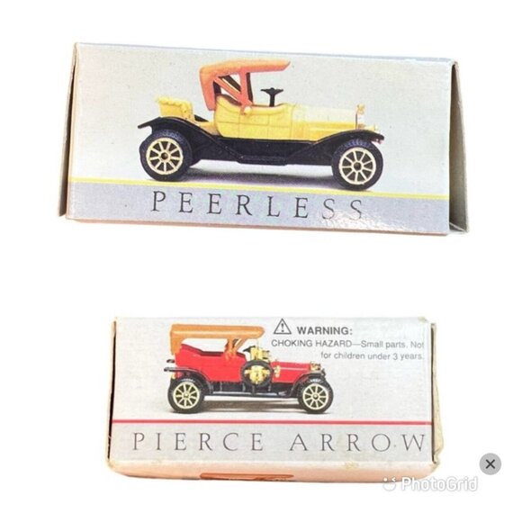 Cars From The Past: Peerless & Pierce Arrow Toy Cars Red Yellow with Boxes - Picture 1 of 16